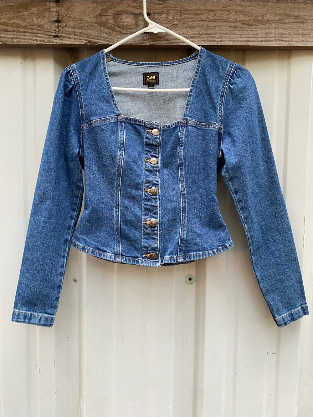 Lee Heritage Long Sleeve Square Neck Denim Corset Top Jacket Blue XS